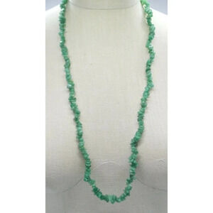 Green Spinel Polished Gemstone Bead Beaded Long Necklace Vintage